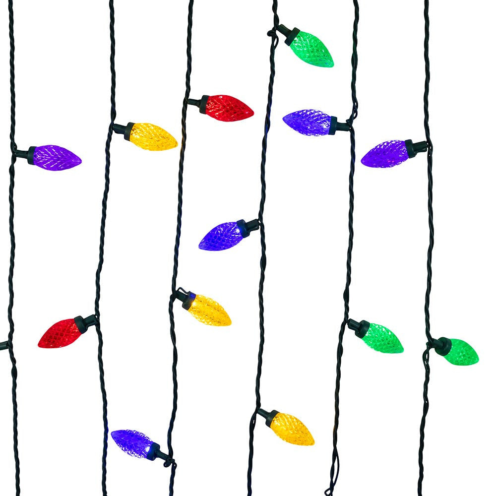 66' 100L Multicolor LED Faceted C9 String Lights On Spool