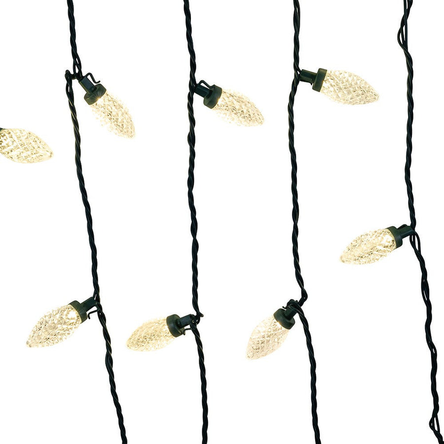 66' 100L Warm White LED Faceted C9 String Lights On Spool