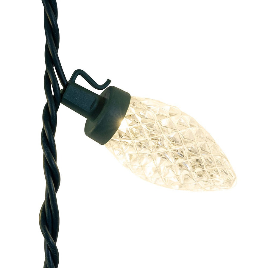 66' 100L Warm White LED Faceted C9 String Lights On Spool