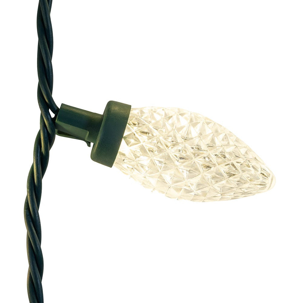 66' 100L Warm White LED Faceted C9 String Lights On Spool