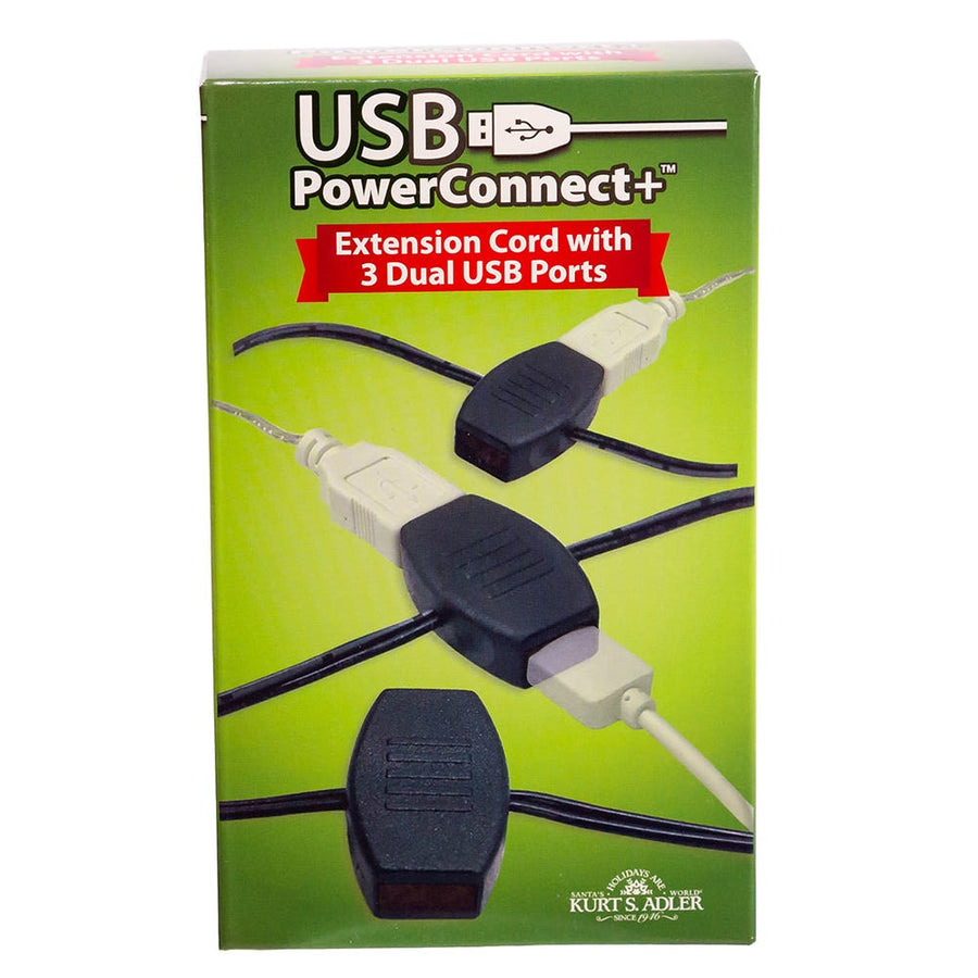6' USB Power Extension Cord With Black Wire and 6 Ports