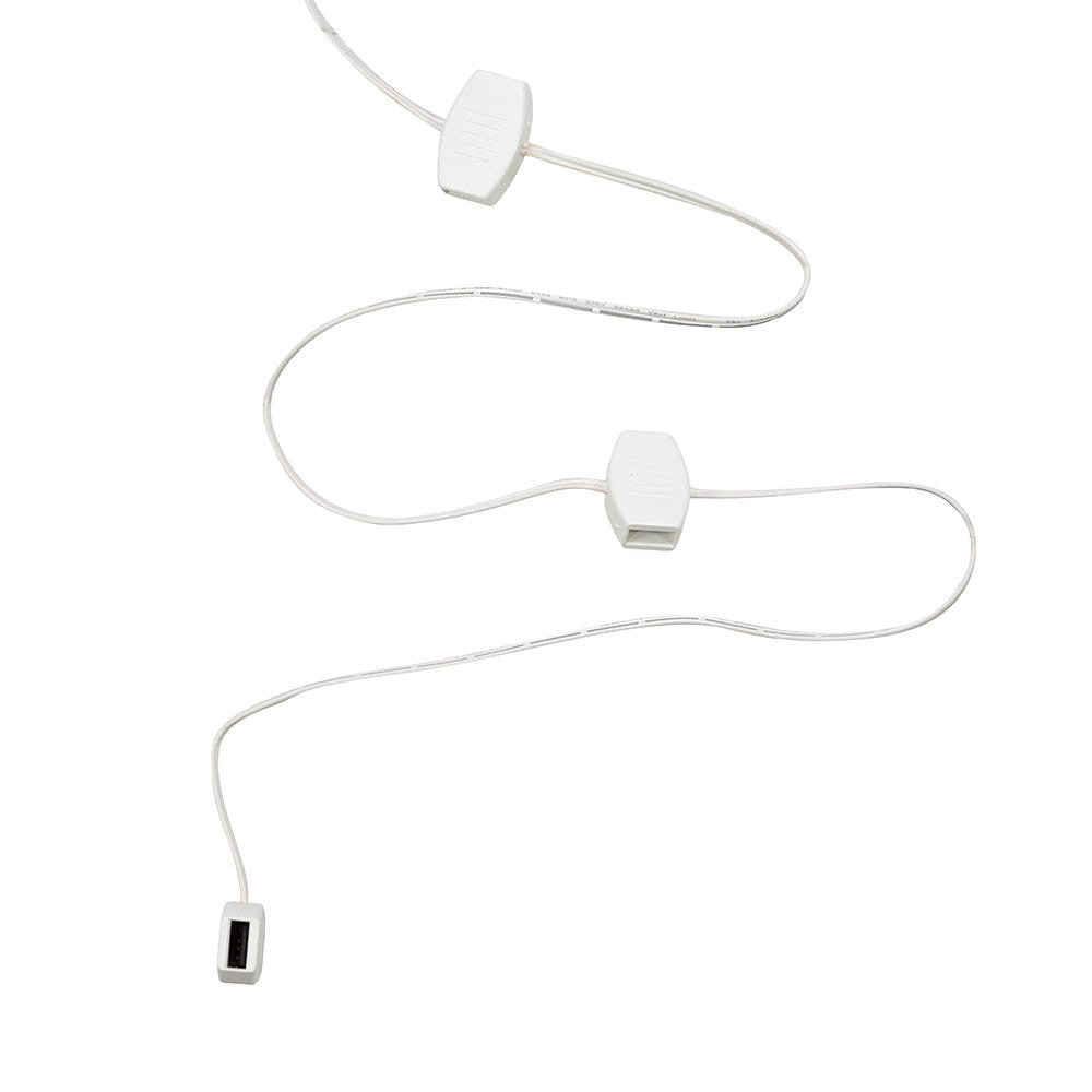 6' USB Power Extension Cord With White Wire and 6 Ports