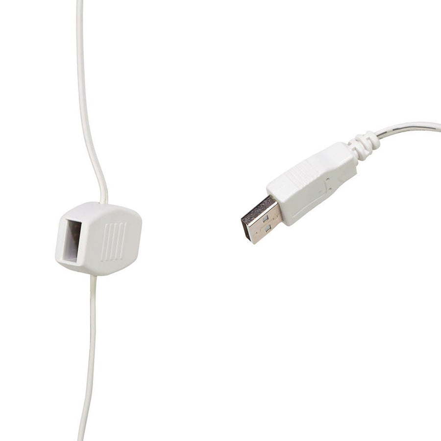 10' USB Power Extension Cord With White Wire, Adapter and 12 Ports