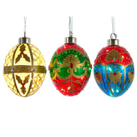 Glass Illuminated Gems USB Warm White LED Egg Shaped Ornaments