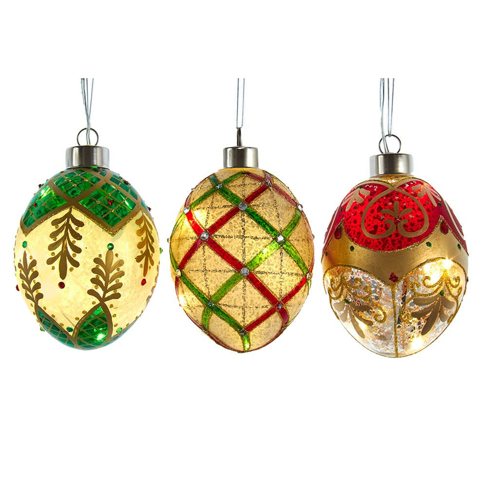 Glass Illuminated Gems USB Warm White LED Egg Shaped Ornaments