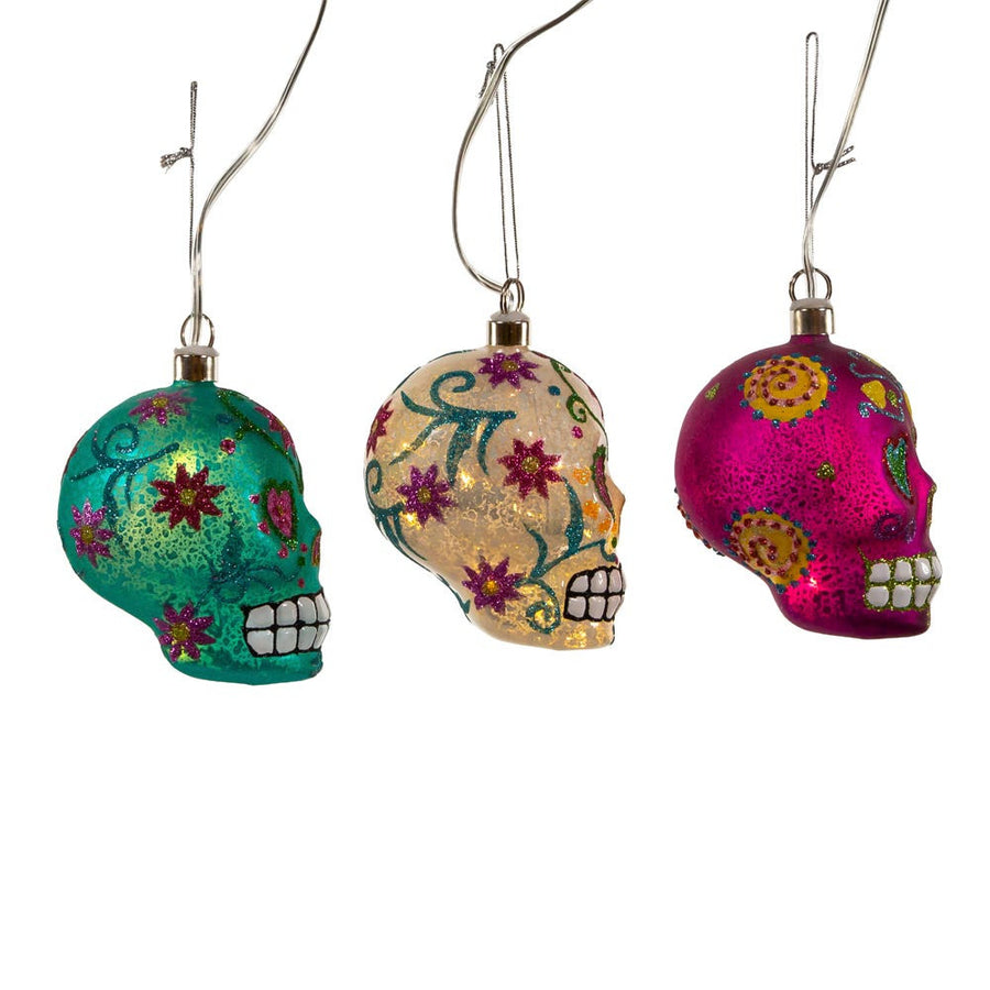 Glass Illuminated Gems USB Warm White LED Day Of The Dead Ornaments