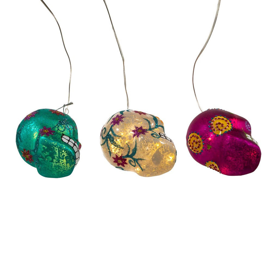 Glass Illuminated Gems USB Warm White LED Day Of The Dead Ornaments
