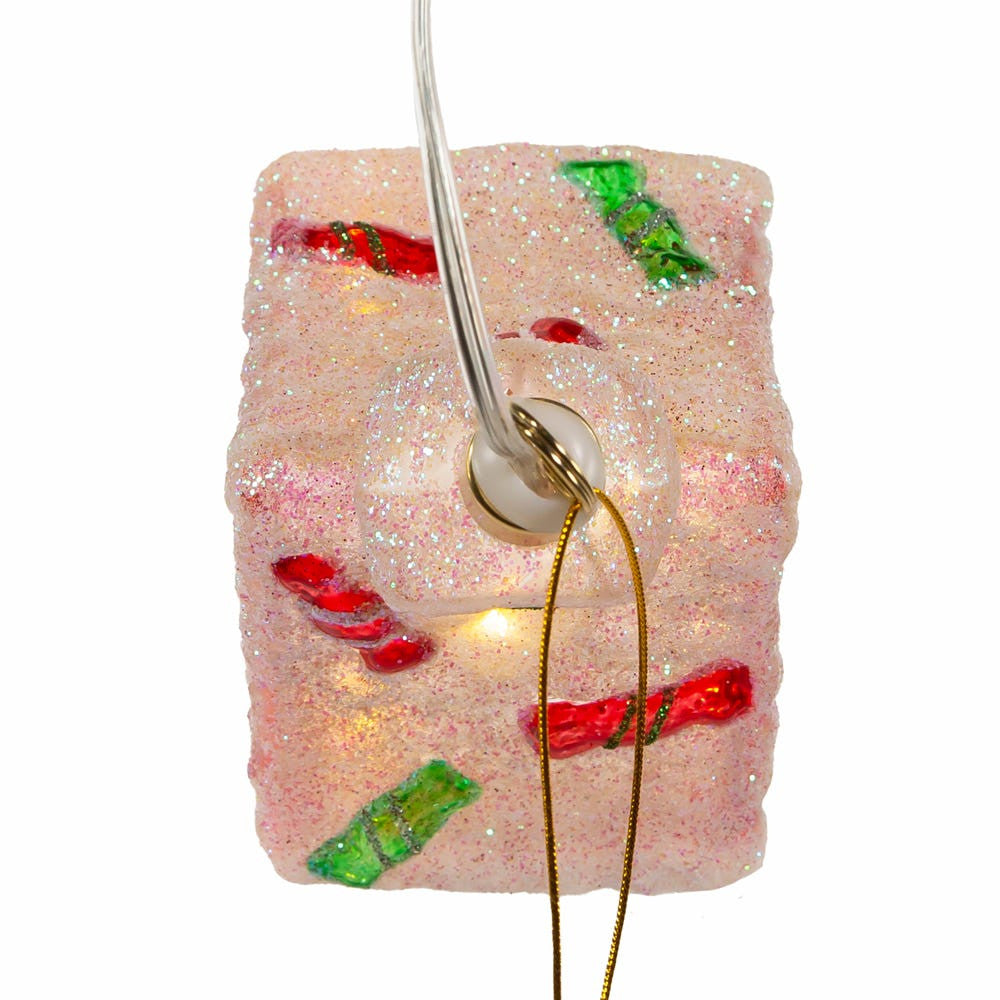 Glass Illuminated Gems USB Warm White LED Gingerbread House Ornament