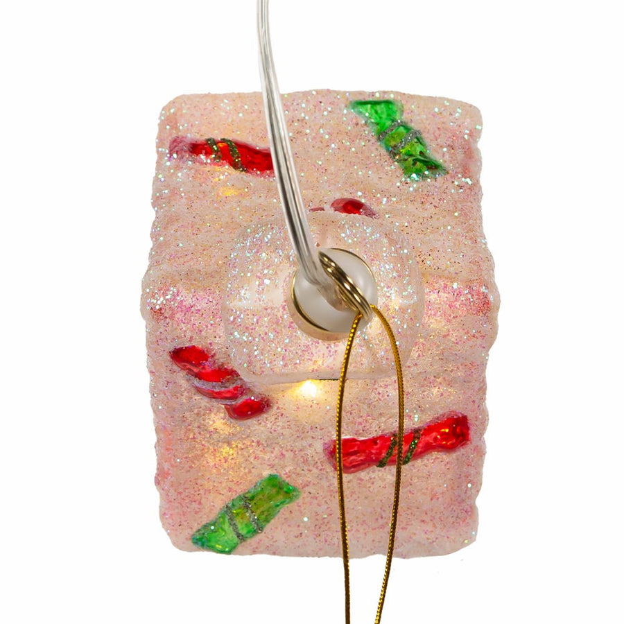 Glass Illuminated Gems USB Warm White LED Gingerbread House Ornament