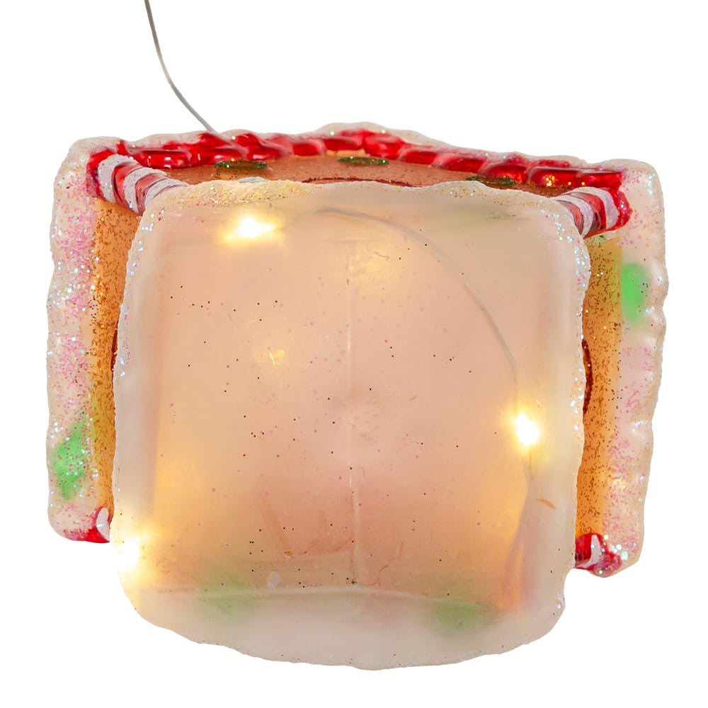 Glass Illuminated Gems USB Warm White LED Gingerbread House Ornament