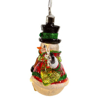 Glass Illuminated Gems USB Warm White LED Snowman With Snowflake Ornament