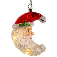 Glass Illuminated Gems USB Warm White LED Santa Moon Ornament