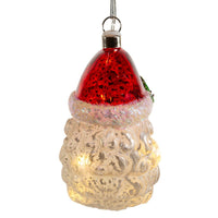 Glass Illuminated Gems USB Warm White LED Santa Moon Ornament