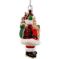 Glass Illuminated Gems USB Warm White LED Santa With Gift Bag Ornament