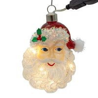 Glass Illuminated Gems USB Warm White LED Fairy Light Santa Head Ornament