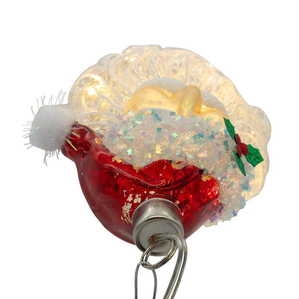 Glass Illuminated Gems USB Warm White LED Fairy Light Santa Head Ornament