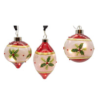 90MM Glass Illuminated Gems USB Warm White LED Fairy Light Holly Leaves Bal, Onion & Finial Ornaments