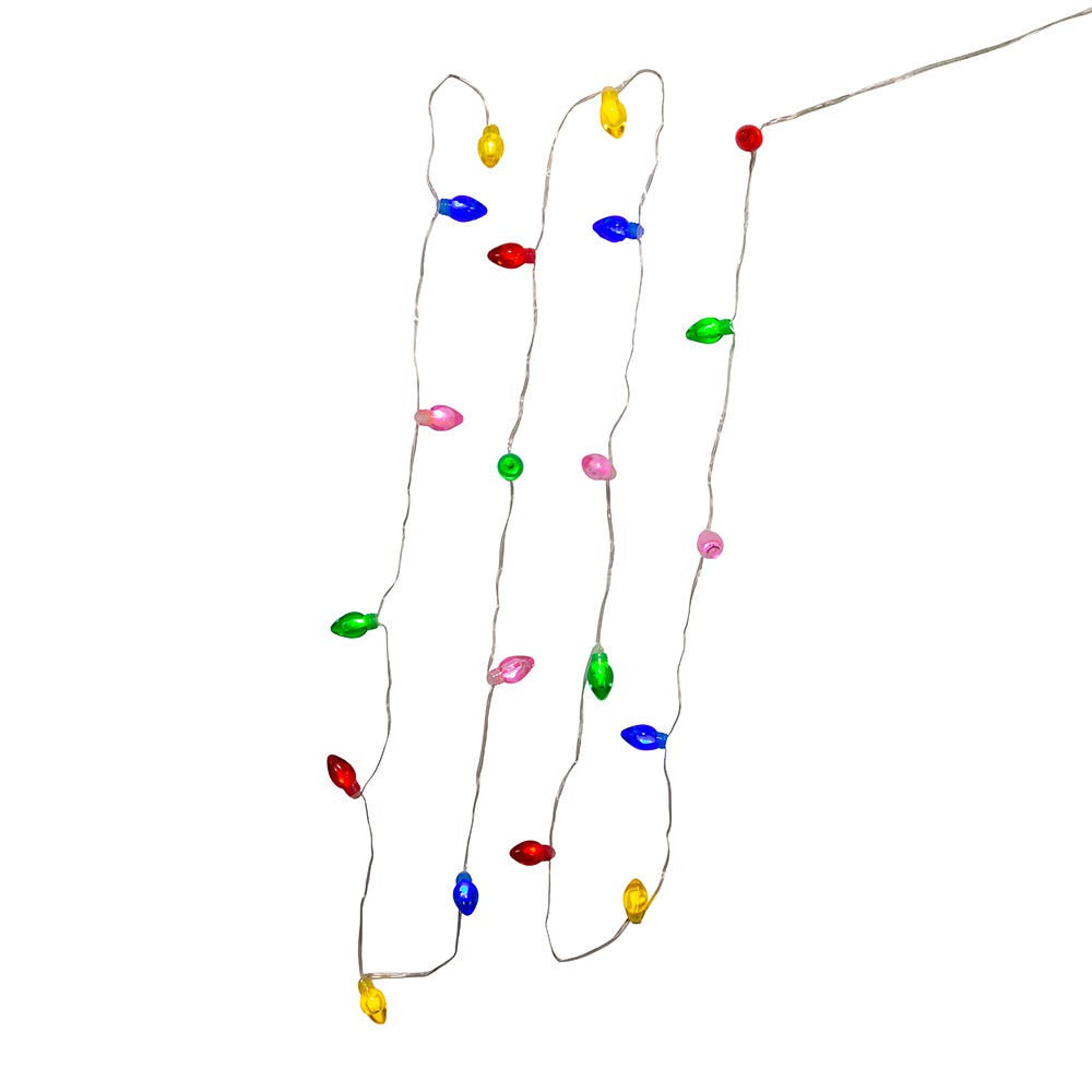 9.3' Battery Operated 20L Multicolored Fairy LED In Bubble Shell Clear Wire Light Set In PDQ