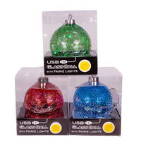 100MM Illuminated Gems USB Lighted Glass Ball Ornaments