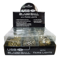 100MM Illuminated Gems Lighted USB Gold and Silver Glass Ball Ornaments