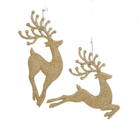 Champagne Gold Diamond Reindeer Acrylic Ornaments