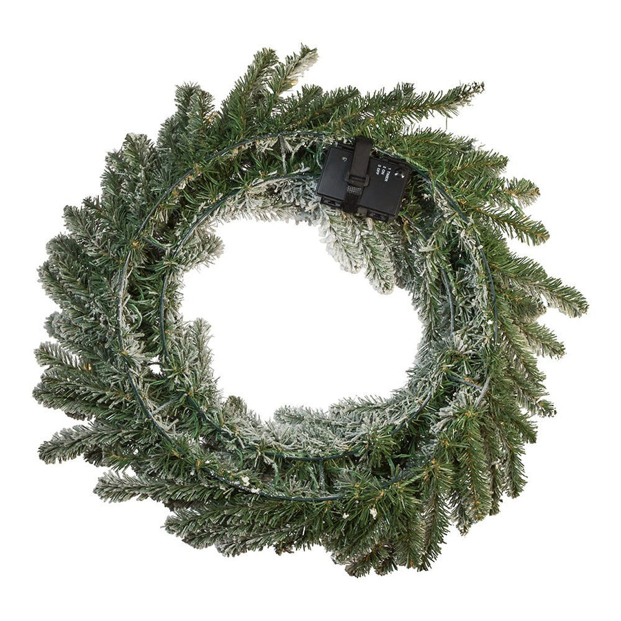 24" Pre-Lit Battery Operated Warm White LED Vail Pine Wreath