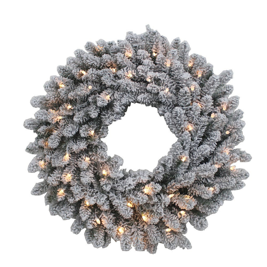 24" Pre-Lit Battery Operated Warm White LED Vail Pine Wreath