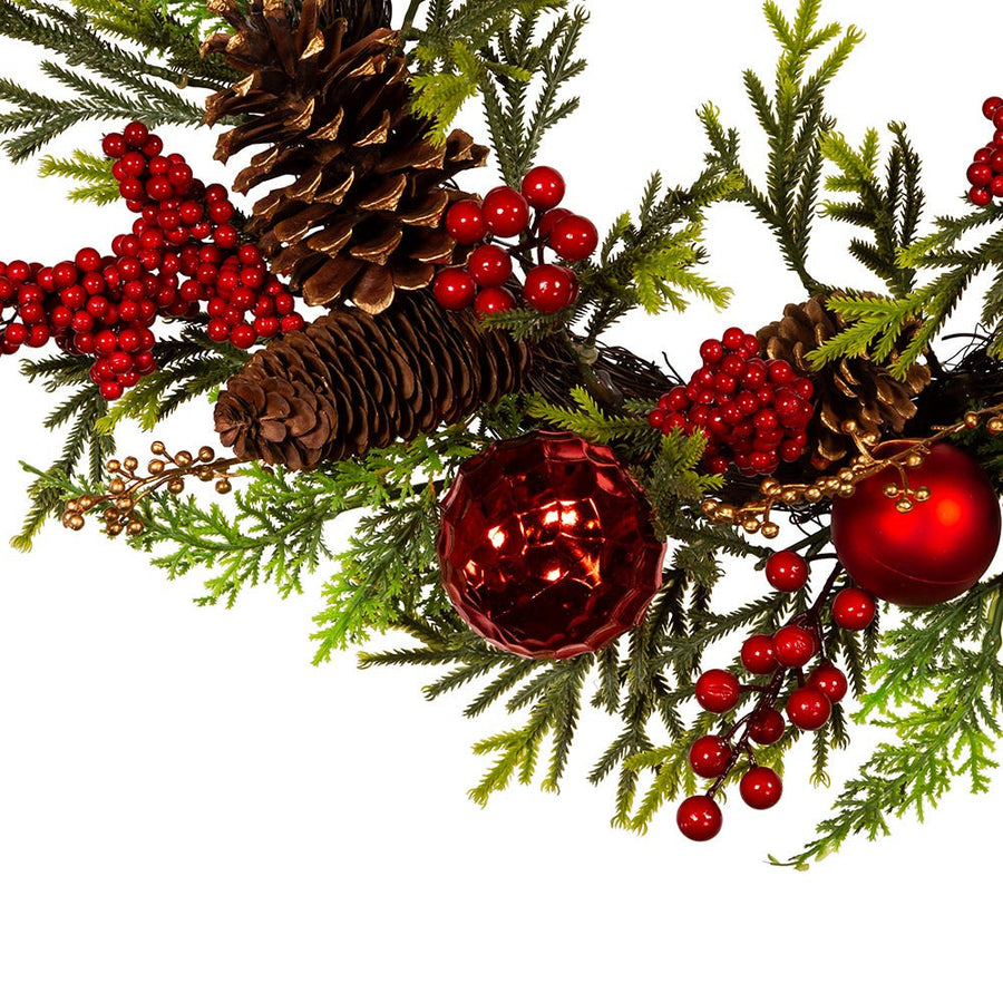 24" Un-Lit Decorated Green Rattan Wreath