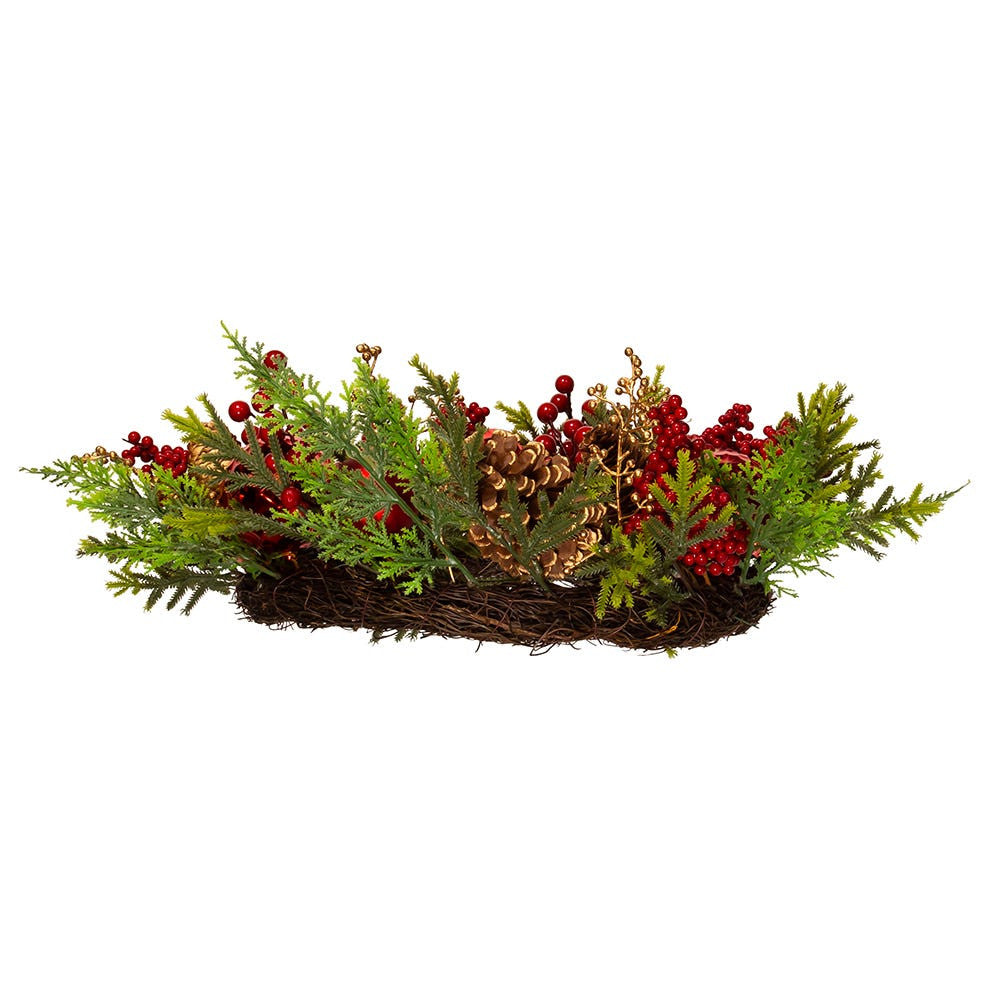 24" Un-Lit Decorated Green Rattan Wreath