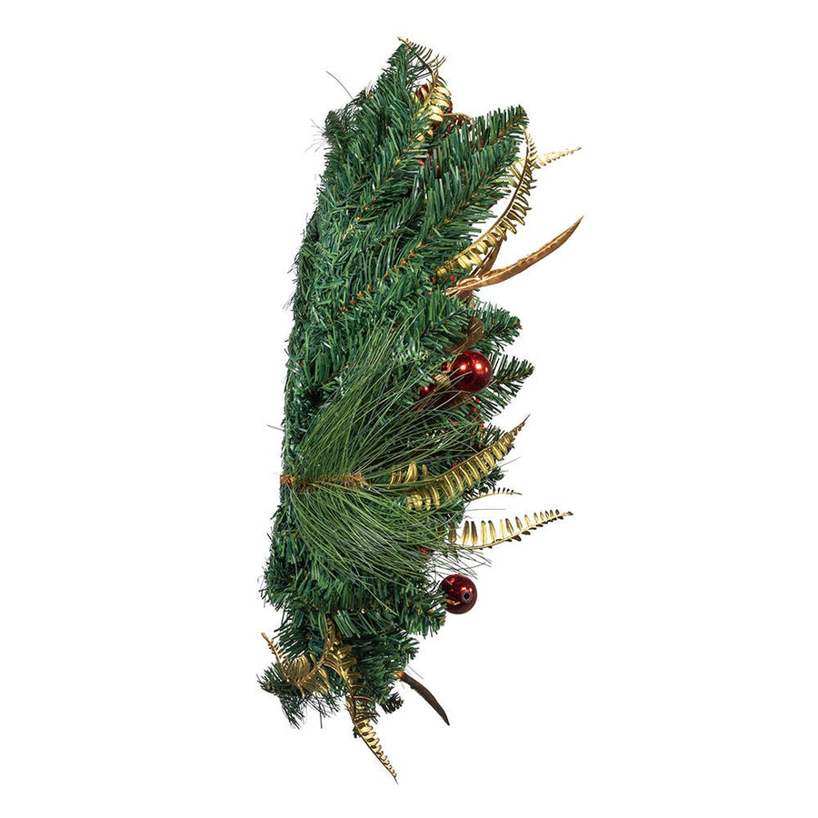 24" Un-Lit Gold, Red & Green Ribbon Wreath