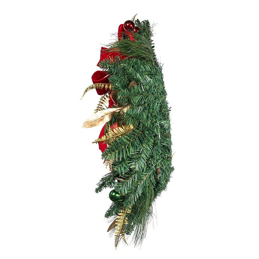 24" Un-Lit Gold, Red & Green Ribbon Wreath