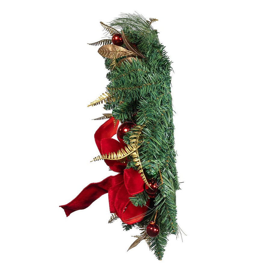 24" Un-Lit Gold, Red & Green Ribbon Wreath
