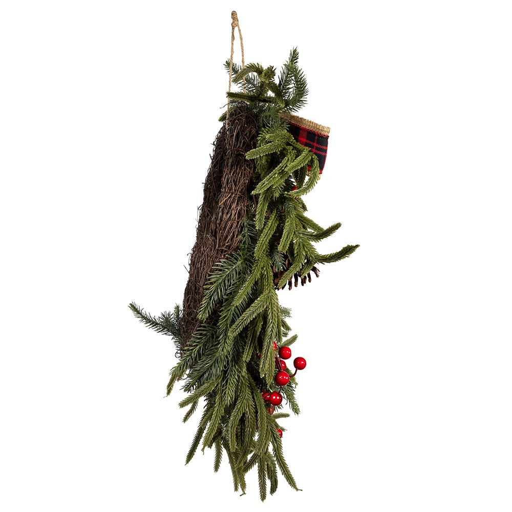 24" Un-Lit Berries & Pinecone Rattan Wreath