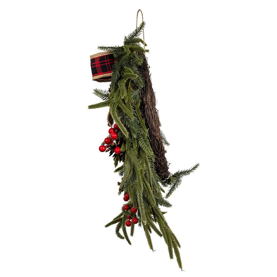 24" Un-Lit Berries & Pinecone Rattan Wreath