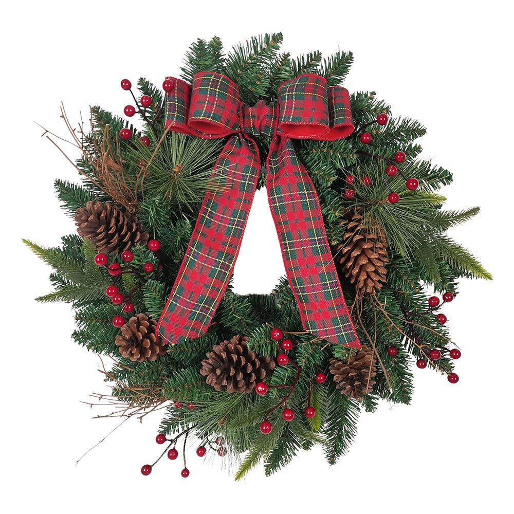24" Decorated Unlit Green Wreath