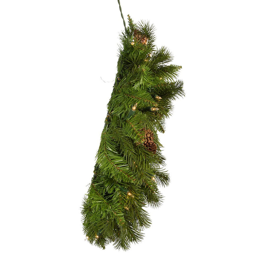 24" Pre-Lit Clear Incandescent Pinecone Wreath
