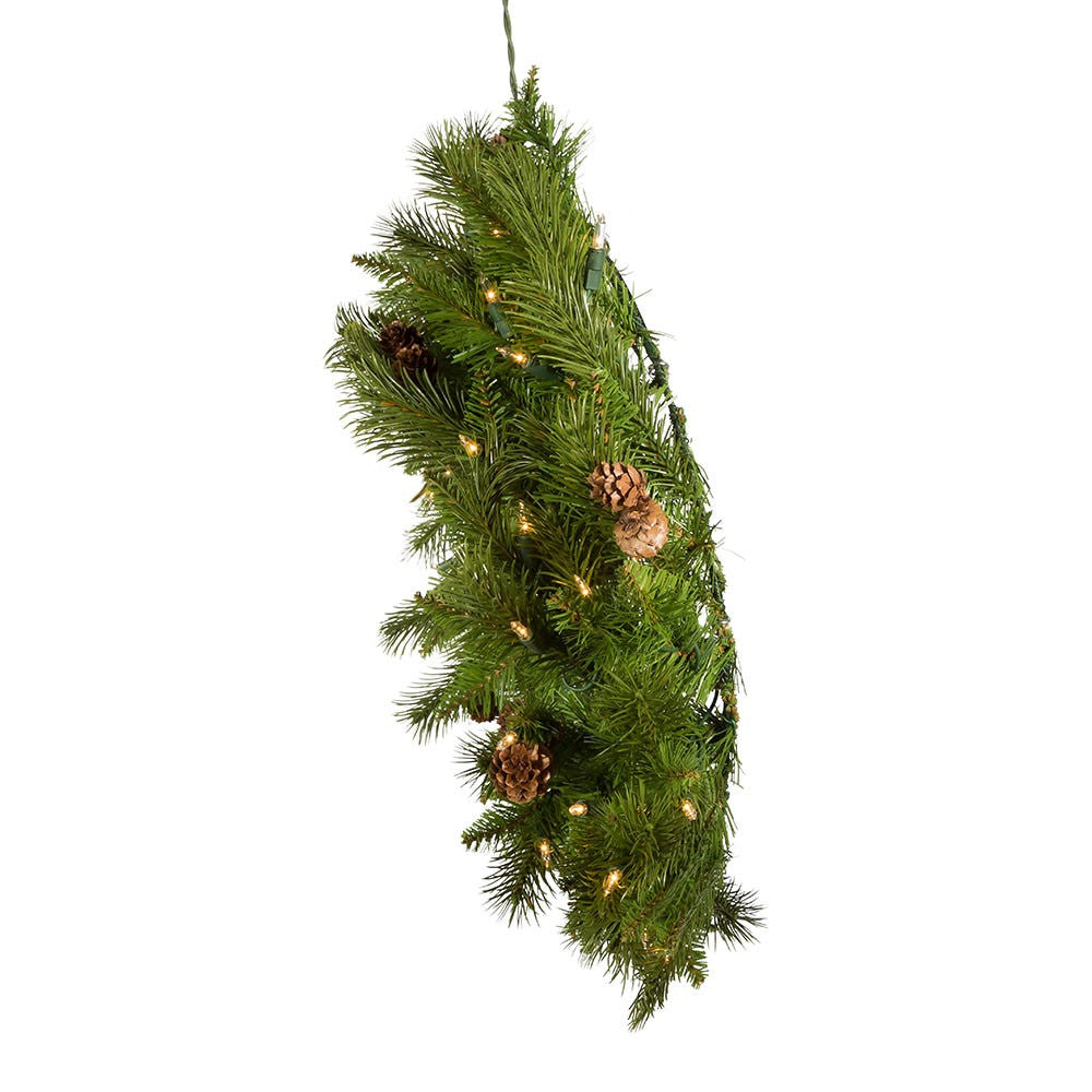 24" Pre-Lit Clear Incandescent Pinecone Wreath