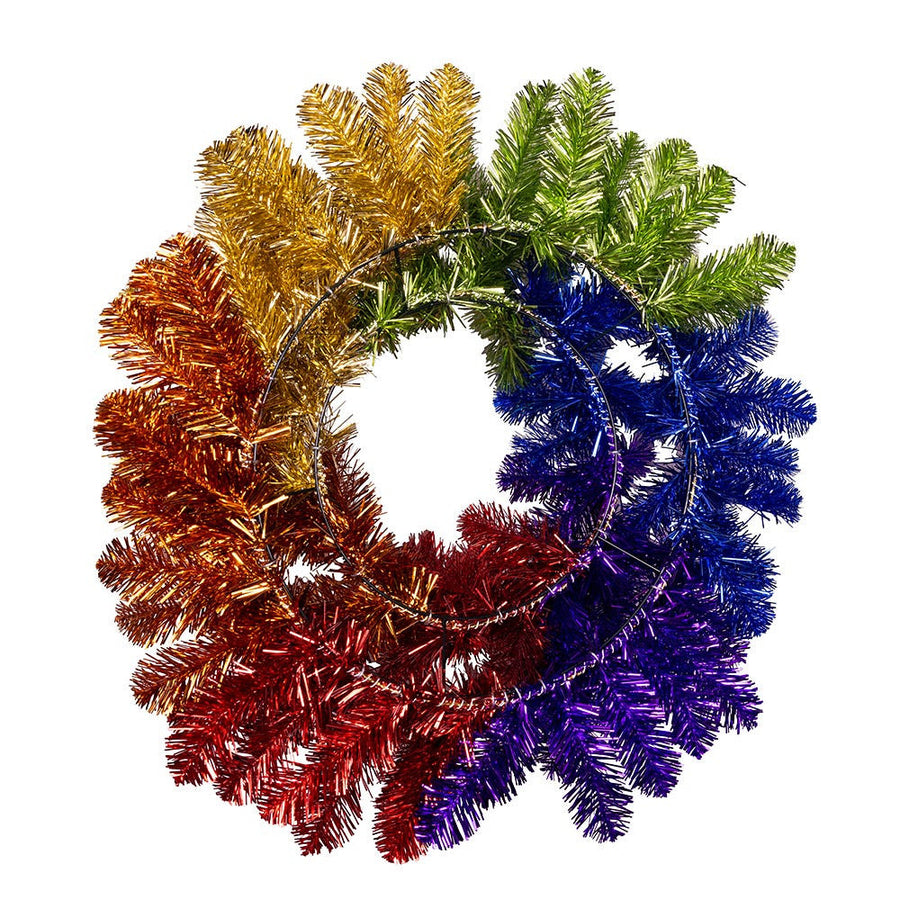24" Un-Lit Foil Rainbow Pride Wreath