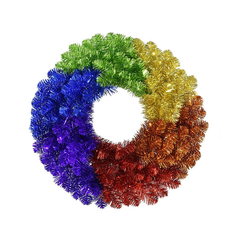 24" Un-Lit Foil Rainbow Pride Wreath