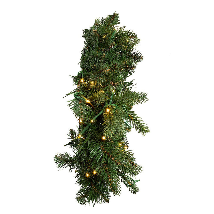 18" Battery-Operated Pre-Lit Warm White Cluster LED Noble Fir Wreath
