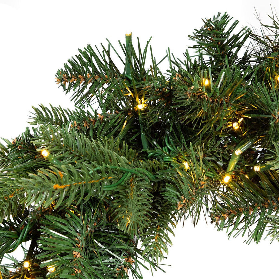 18" Battery-Operated Pre-Lit Warm White Cluster LED Noble Fir Wreath
