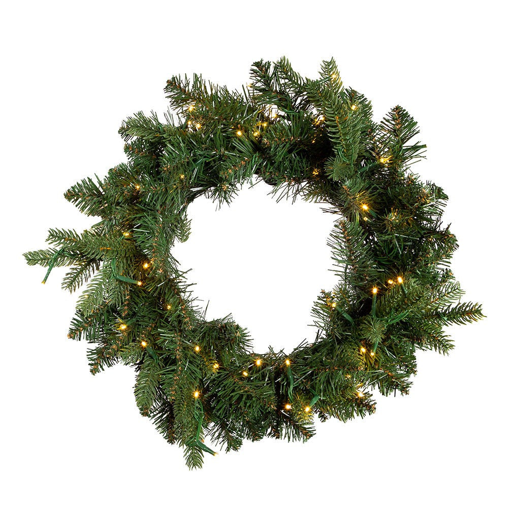 18" Battery-Operated Pre-Lit Warm White Cluster LED Noble Fir Wreath