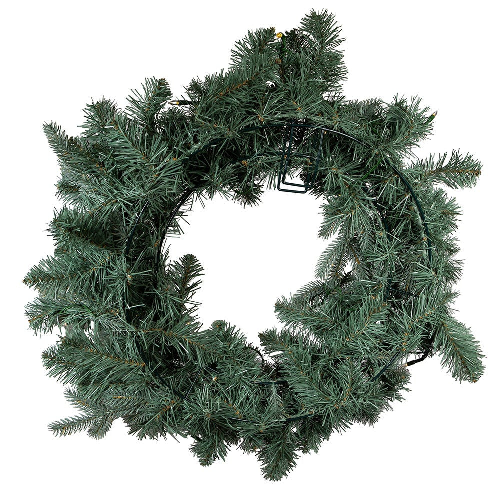 24" Battery-Operated Pre-Lit Warm White Cluster LED Noble Fir Wreath