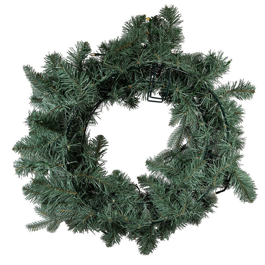24" Battery-Operated Pre-Lit Warm White Cluster LED Noble Fir Wreath