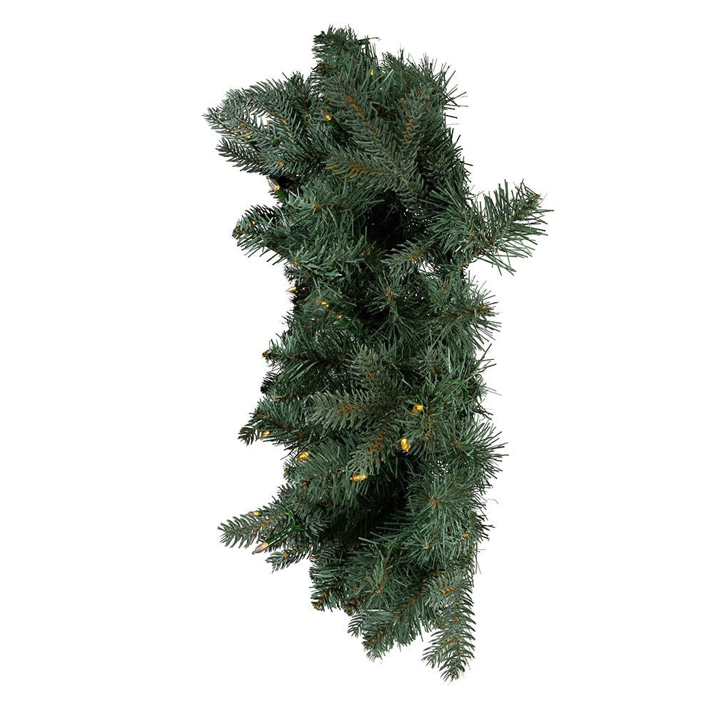 24" Battery-Operated Pre-Lit Warm White Cluster LED Noble Fir Wreath