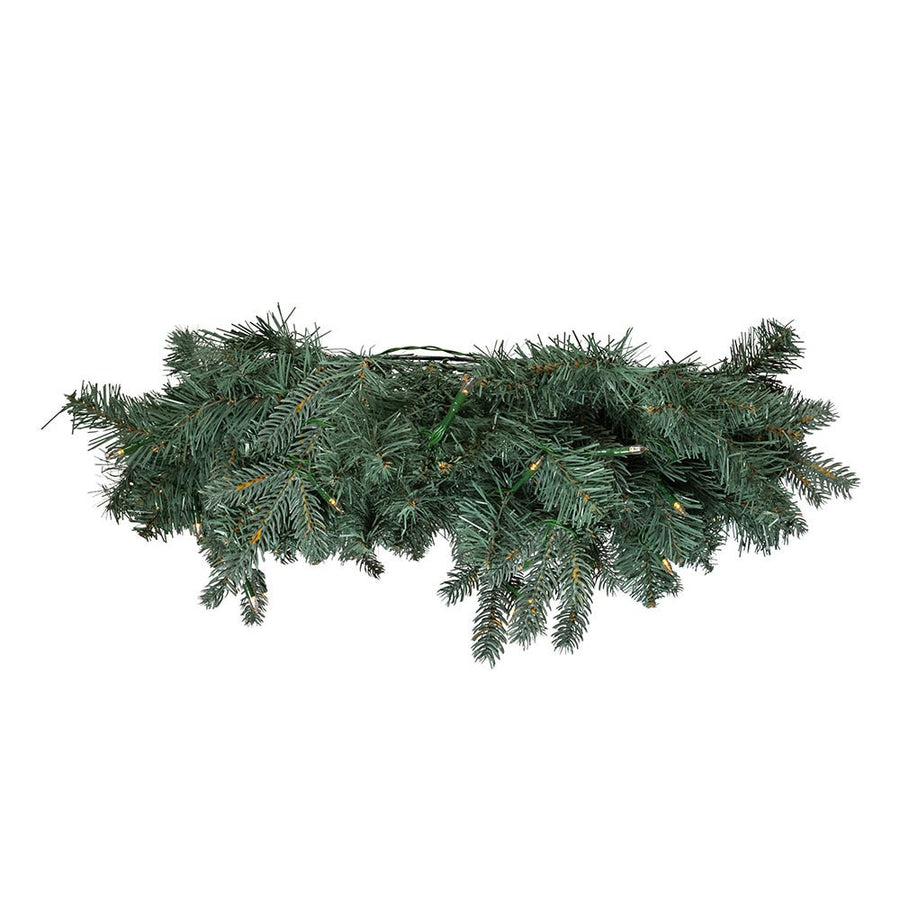 24" Battery-Operated Pre-Lit Warm White Cluster LED Noble Fir Wreath
