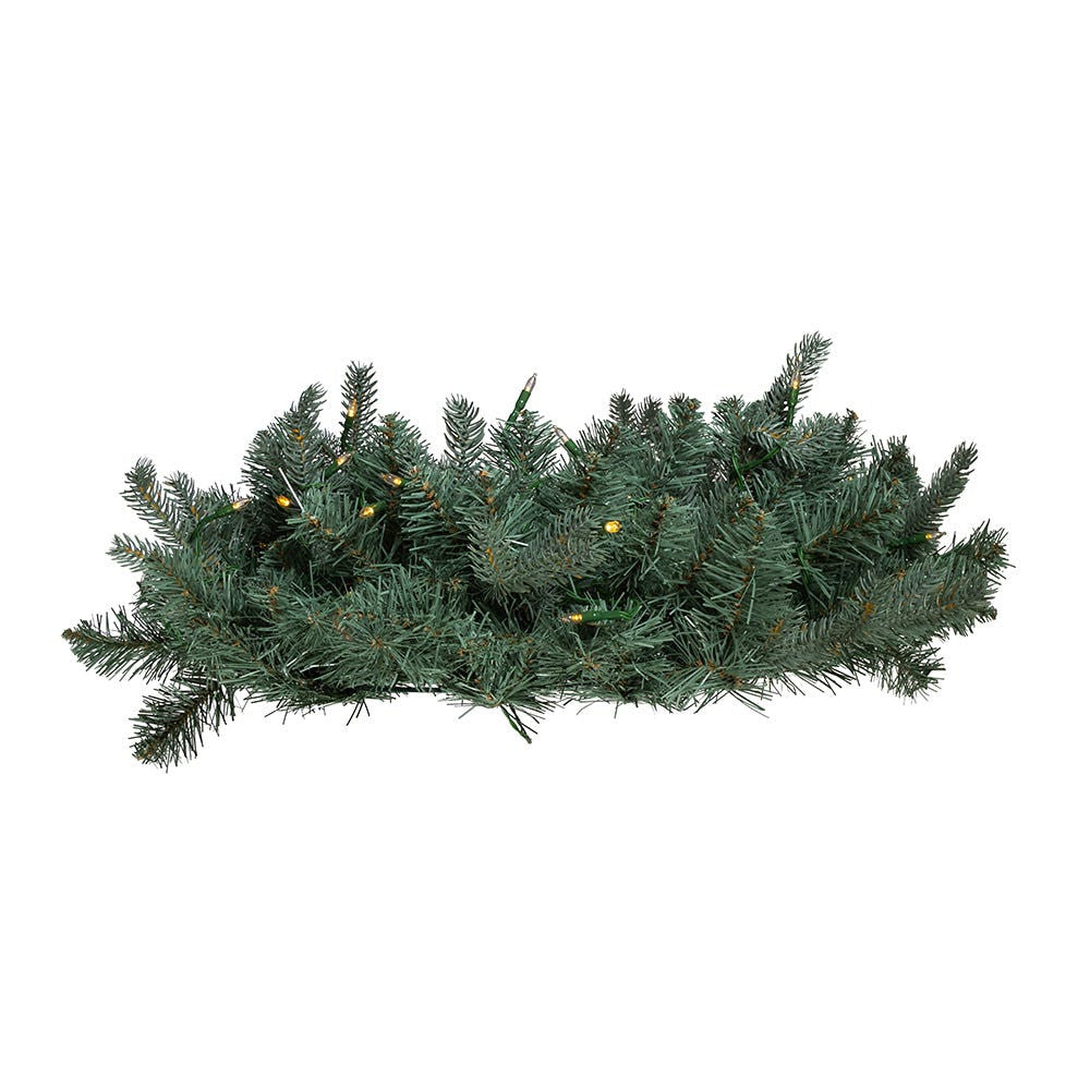 24" Battery-Operated Pre-Lit Warm White Cluster LED Noble Fir Wreath
