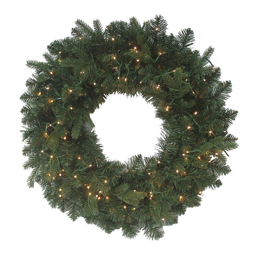 24" Battery-Operated Pre-Lit Warm White Cluster LED Noble Fir Wreath