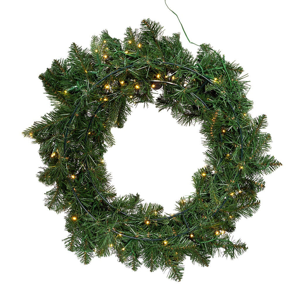 24" Pre-Lit Warm White Cluster LED Noble Fir Wreath