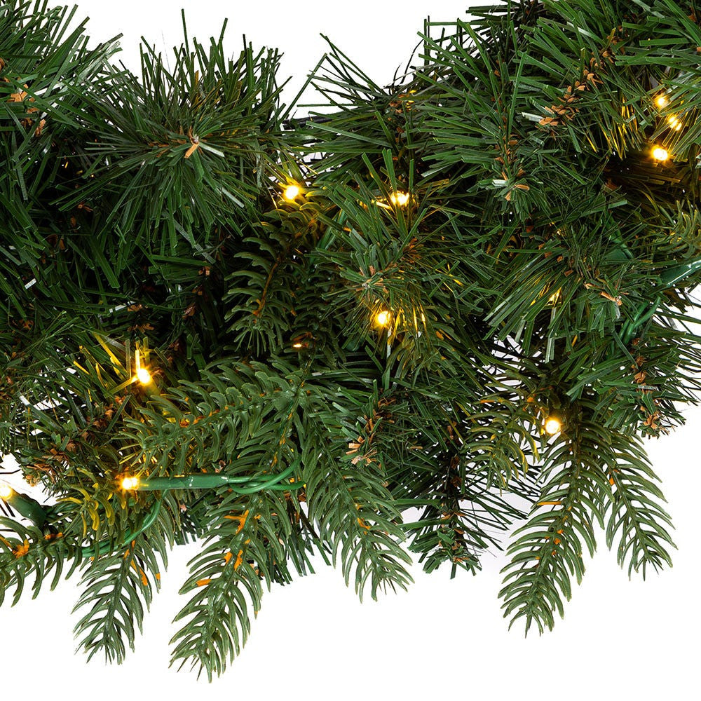 24" Pre-Lit Warm White Cluster LED Noble Fir Wreath